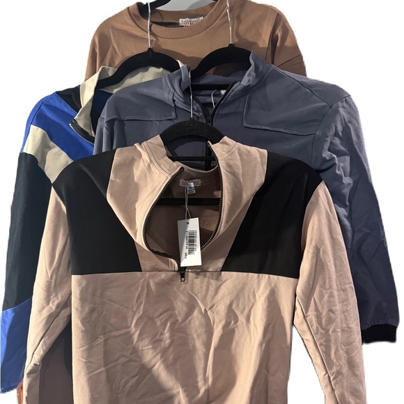 Girls Colorblock Quarter-Zip Pullover and sweatshirt bundle of 4 - Picture 2 of 10